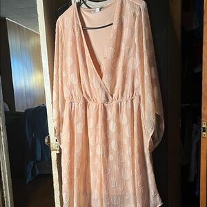 Cato Peach High Low Dress with Polka Dots